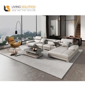 6039 II L Shape Leather Slider Sofa