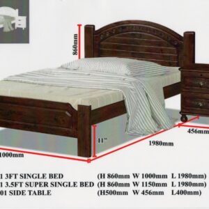Imperi Solid Rubber Wood Bed