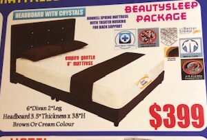 Beautysleep Bed Frame with Bonell Spring Mattress Package