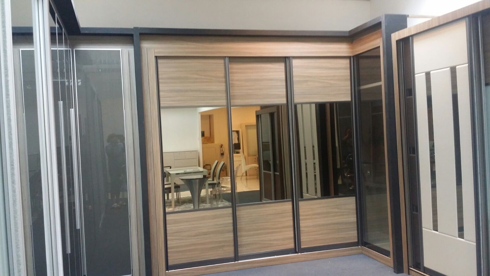 Customised Light Brown Mirror Sliding Wardrobe 2 Customised Light Brown Mirror Sliding Wardrobe