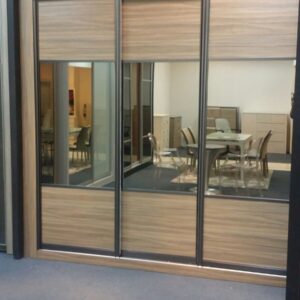 Customised Light Brown Mirror Sliding Wardrobe