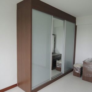 Customised Walnut Sliding Wardrobe