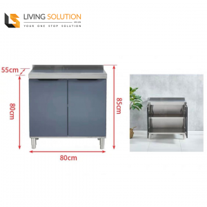 80cm Tempered Glass Door Stainless Steel Kitchen Cabinet
