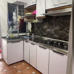 Customised Modular Stainless Steel Top Wooden Kitchen Cabinet