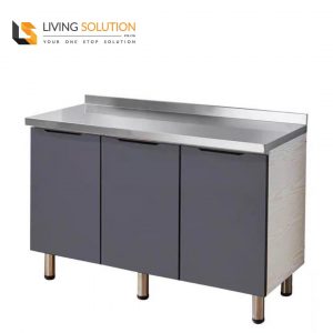 120cm 3 Door Tempered Glass Door Wooden Kitchen Cabinet