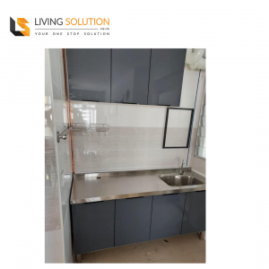 Tempered Glass Door Wooden Kitchen Cabinet Top Wall Cabinet, hanging kitchen cabinet with glass doors