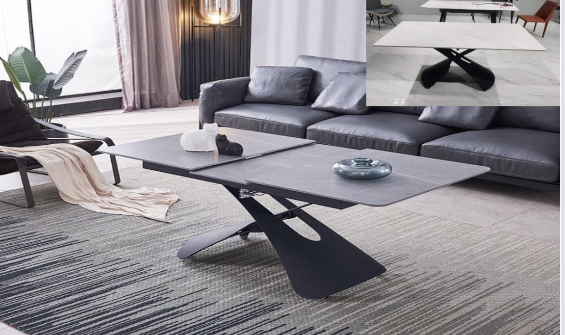 Chario Multi Purpose Sintered Stone Top Coffee Table with Wheels