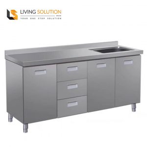 160cm Stainless Steel Kitchen Cabinet with Drawers and Sink
