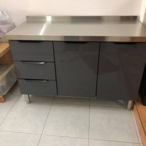 120cm Grey Tempered Glass Stainless Steel Kitchen Cabinet Drawers