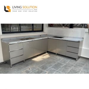 05 Customised Modular Handleless Stainless Steel Kitchen Cabinet