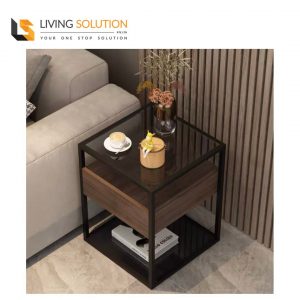 Doxe Black Tempered Glass Side Table