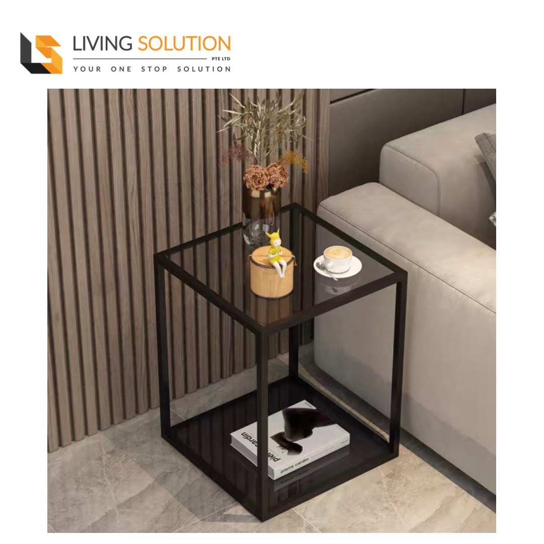 Nak Black Tempered Glass Side Table Nak Black Tempered Glass Side Table