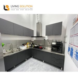 09 Tempered Glass Door with Full Stainless Steel Kitchen Cabinet Singapore