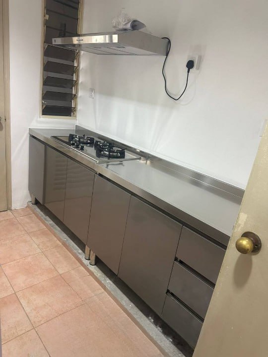 06 Customised Modular Handleless Stainless Steel Kitchen Cabinet-1 Modular Handleless Stainless Steel Kitchen Cabinet