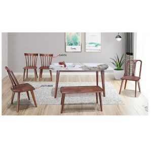 Nano Sintered Stone Wooden Leg Dining Table Set