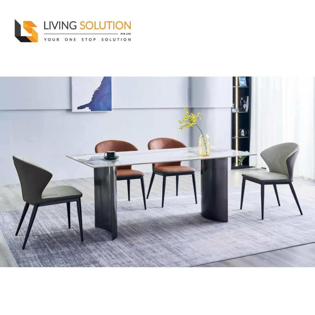 Taris Sintered Stone Dining Table with Stainless Steel Leg