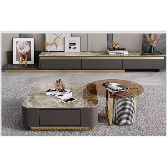 Myrtis Sintered Stone Top Coffee Table TV Console Myrtis Sintered Stone Top Coffee Table TV Console