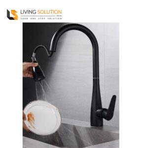 304 Stainless Steel Black Pull Out Kitchen Sink Tap