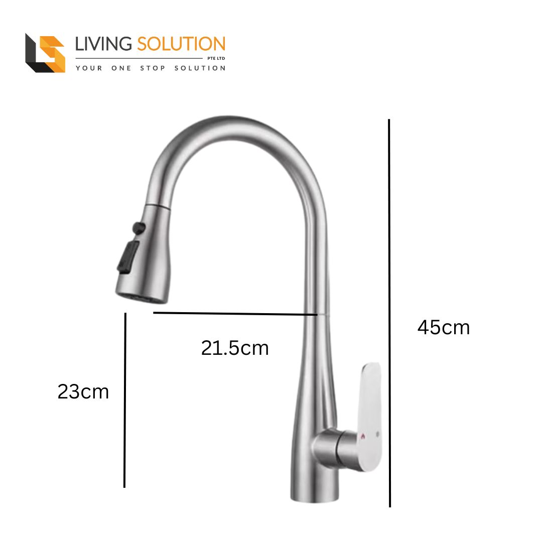 304 Stainless Steel Pull Out Kitchen Sink Tap (1)