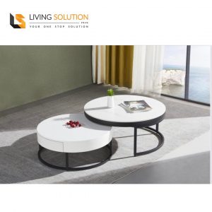 Ame Sintered Stone Tempered Glass Top Twin Coffee Table
