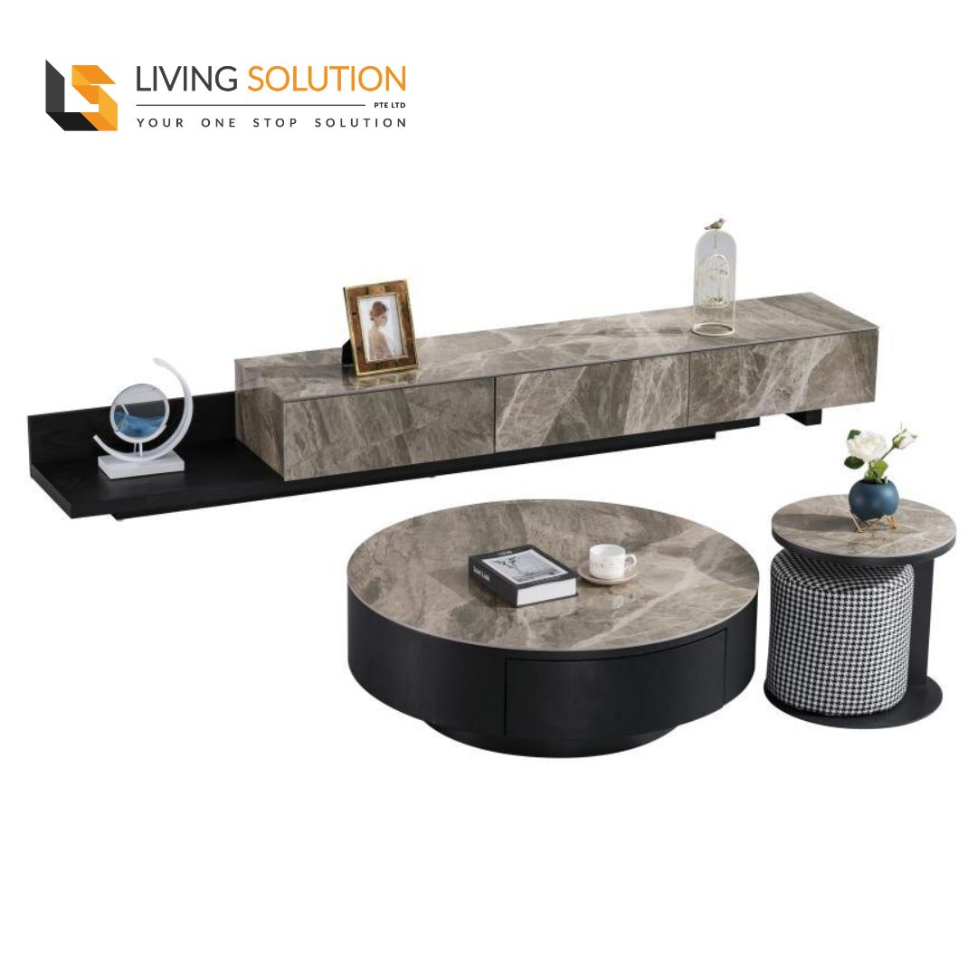 Ami Sintered Stone Top Coffee Table Extendable TV Console