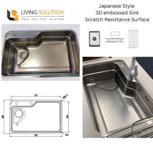 Asap 3D Embossed SUS 304 Stainless Steel Kitchen Sink