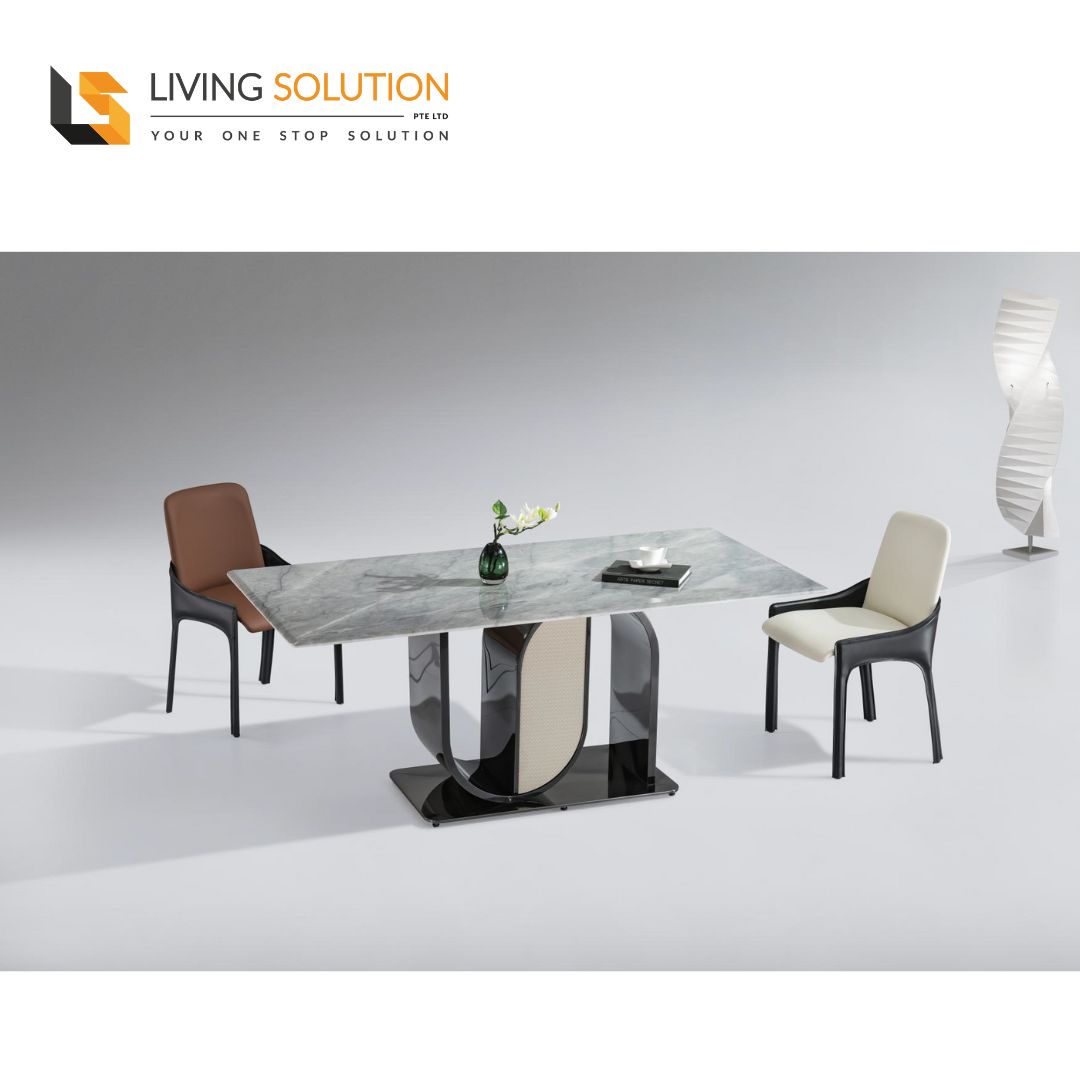 Venice Sintered Stone Dining Table with Modern Armless Dining Chair Singapore