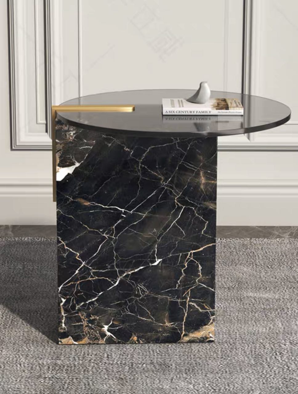 Ana Tempered Glass Marble Base Side Table Bedside Table 2 Ana Tempered Glass Marble Base Side Table Bedside Table