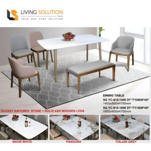 Zaca Sintered Stone Top Wooden Dining Table