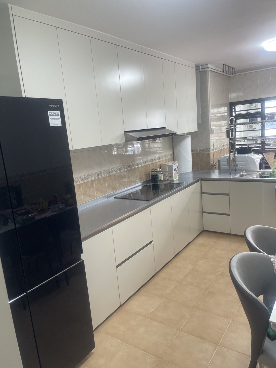 Living Solution Premium Modular Stainless Steel Coloured Customised Kitchen Cabinet installed at customer house in Singapore