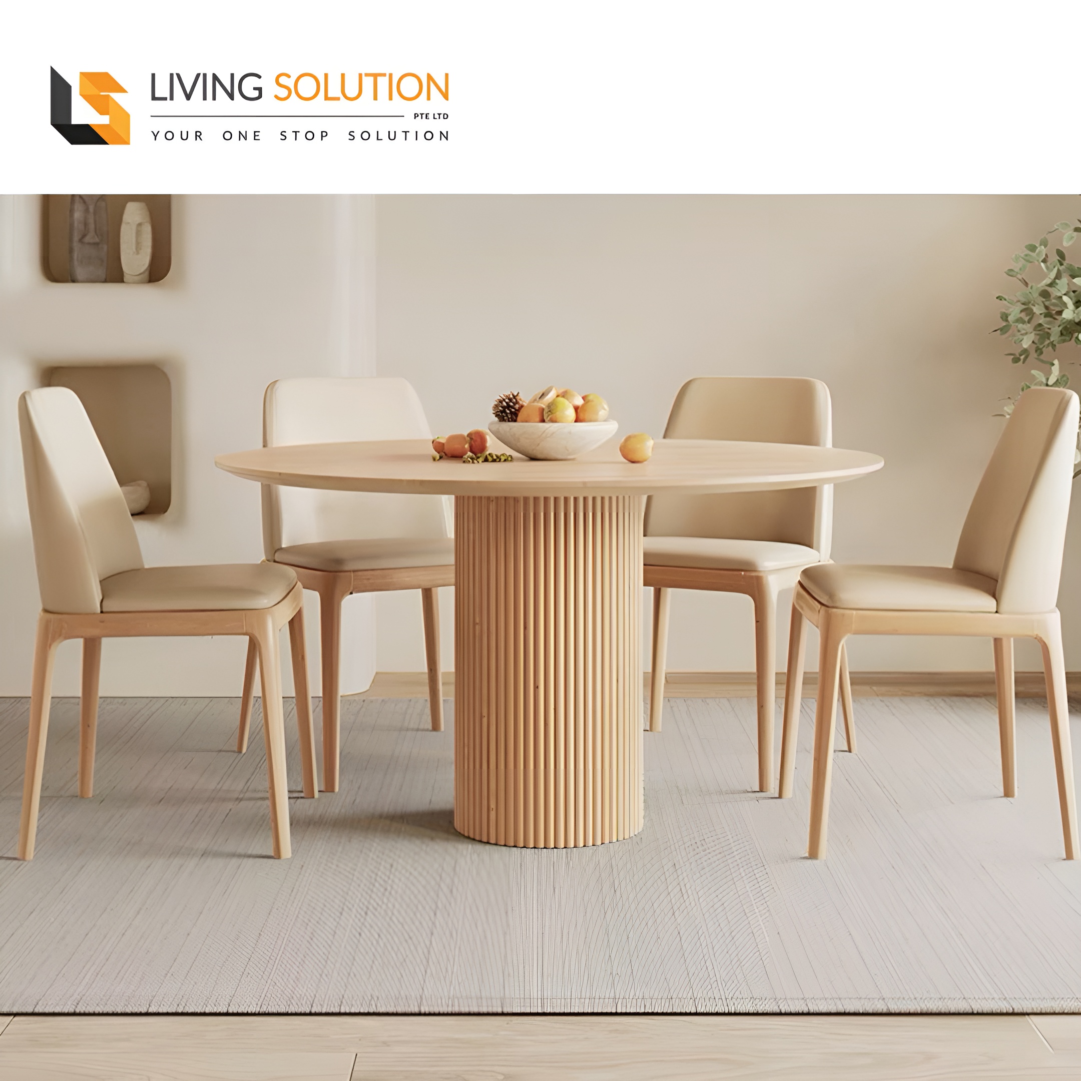 Alder Round Wooden Dining Table in Ash Wood