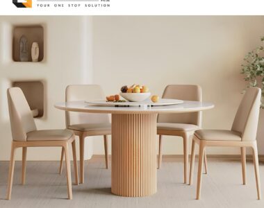 Alder Sintered Stone Top Round Wooden Dining Table