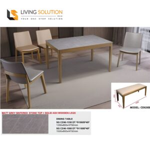 Gia Sintered Stone Top Wooden Dining Table