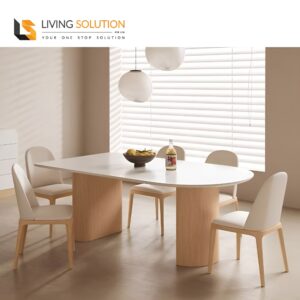 Una II Sintered Stone Ash Wood Dining Table