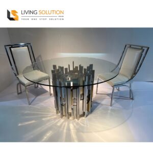 Ciara Glass Top Round Dining Table