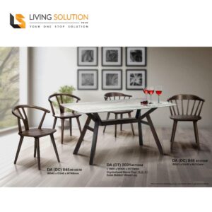 Giz Crystalised Stone Top Rubber Wood Dining Table