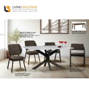 Sade Sintered Stone Top Rubber Wood Dining Table