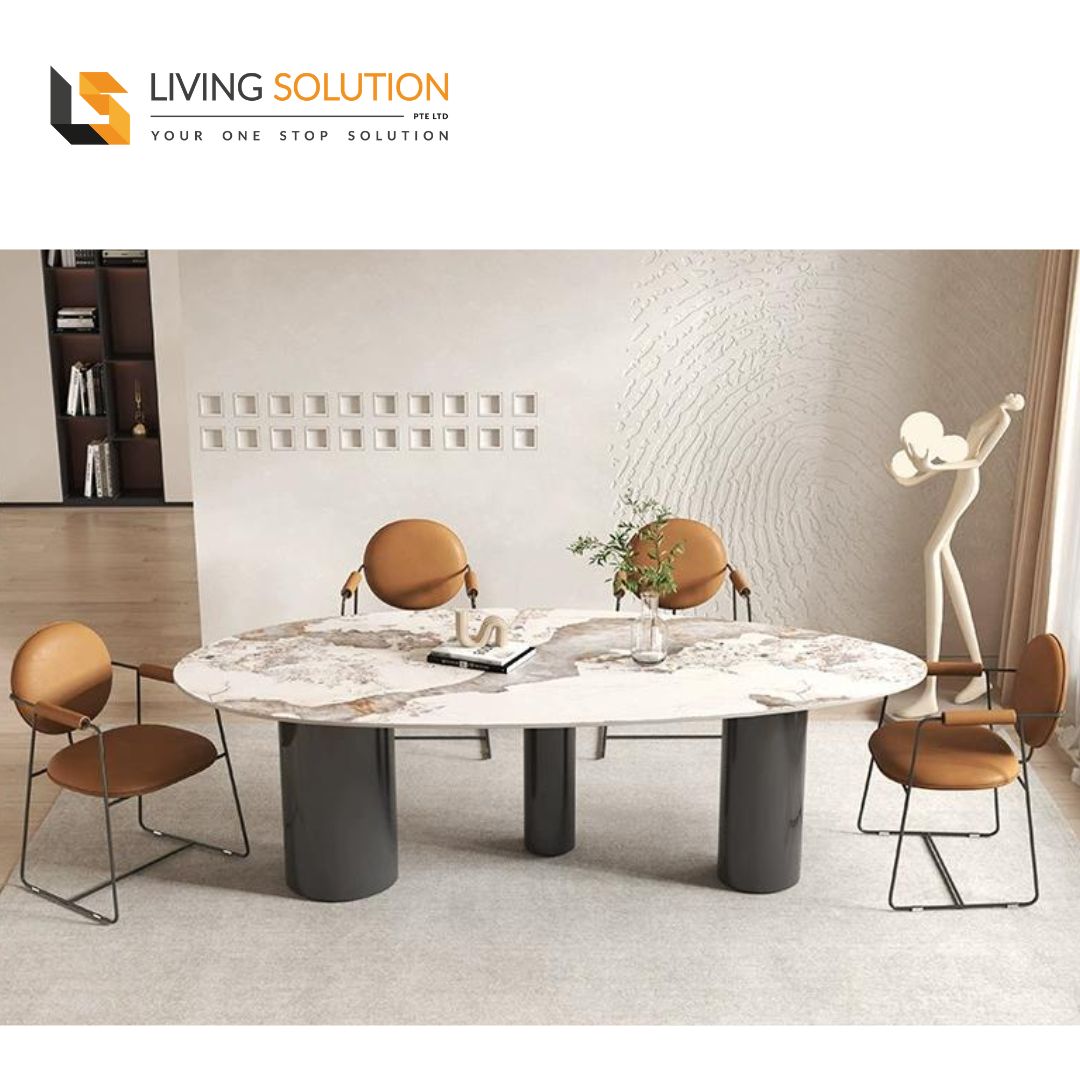 Zania II Sintered Stone Dining Table Oval Egg Shape
