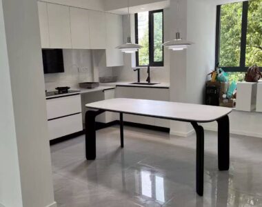 Fania Sintered Stone Ash Wood Dining Table