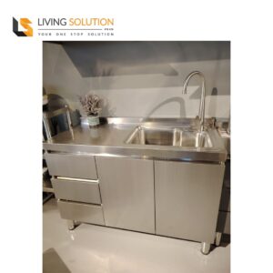 Handle-Less Modular Stainless Steel Kitchen Cabinet