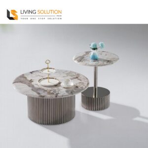 Yula Sintered Stone Stainless Steel Coffee Table Set
