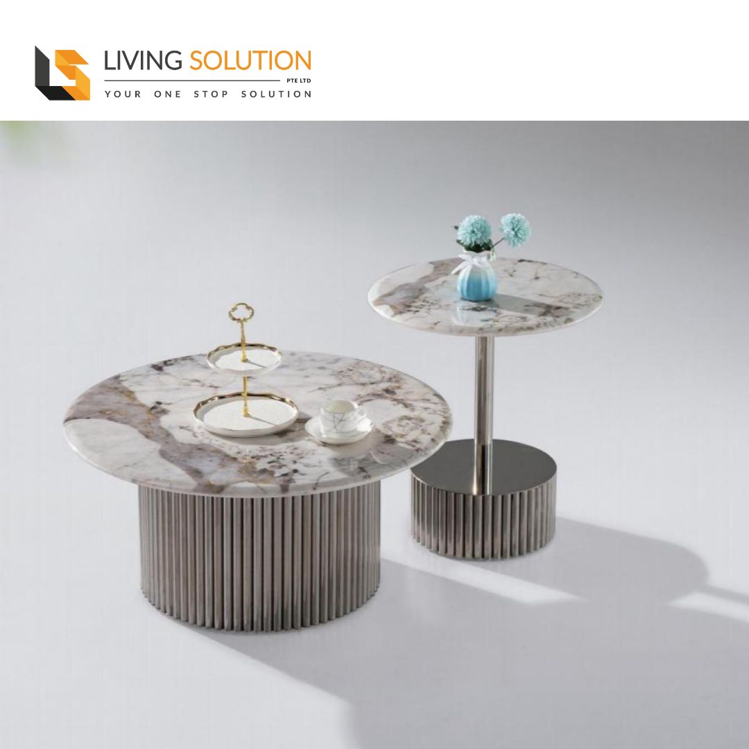 Yula Sintered Stone Stainless Steel Coffee Table Set Yula Sintered Stone Stainless Steel Coffee Table Set