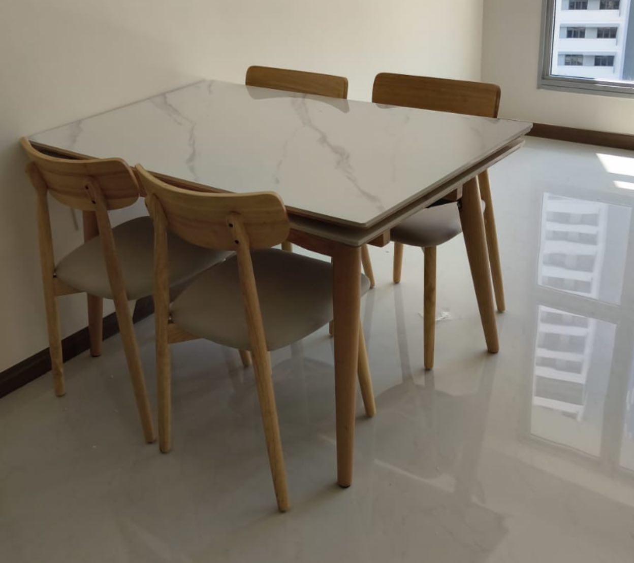 Basilic Sintered Stone Ash Wood Side Extendable Dining Table 0 customer house of Basilic Sintered Stone Ash Wood Side Extendable Dining Table