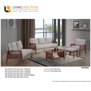 Zahira Wooden Fabric Sofa Set