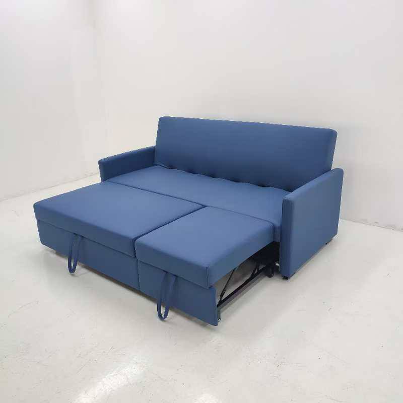 Hagen Fabric Sofa Bed - Blue Pulled out at Factory Hagen Fabric Sofa Bed - Blue Pulled out at Factory