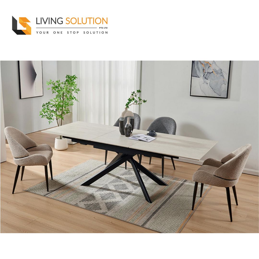 Zaire Sintered Stone Centre Extendable Dining Table