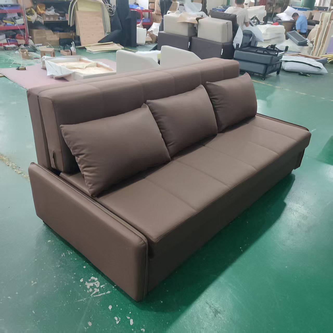 Ava Sofa Bed with Storage 195cm Brown - side view Ava Sofa Bed with Storage 195cm Brown - side view