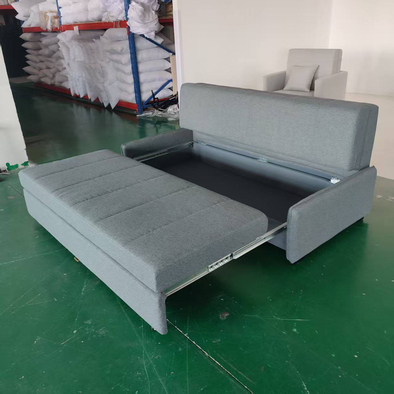 Ava Sofa Bed with Storage in 195cm Grey storage view Ava Sofa Bed with Storage in 195cm Grey storage view