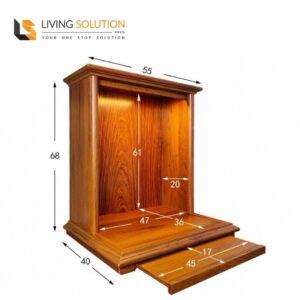 Anya Wall Hung Altar Cabinet Yellow Rosewood Colour with LED