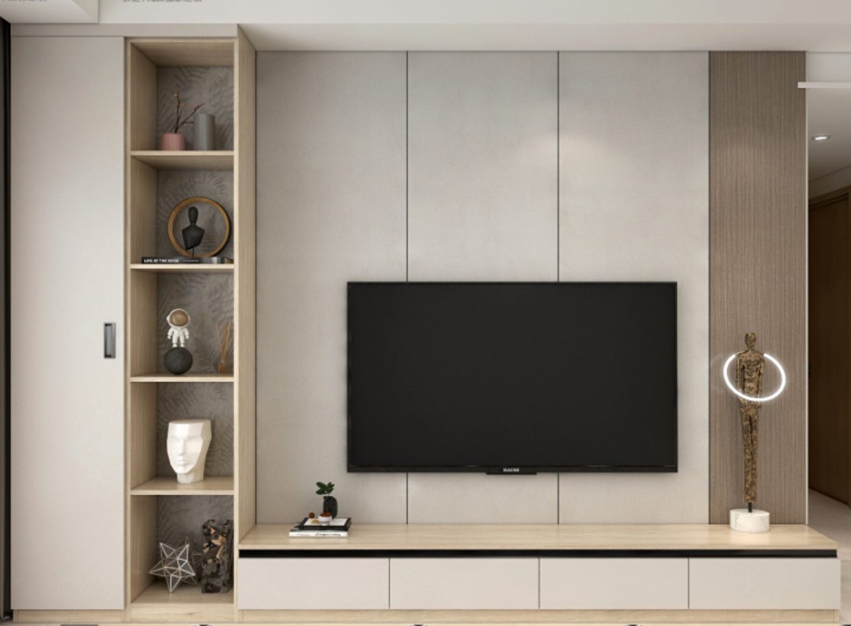 Custom Made L TV Console with display cabinet Custom Made L TV Console with display cabinet
